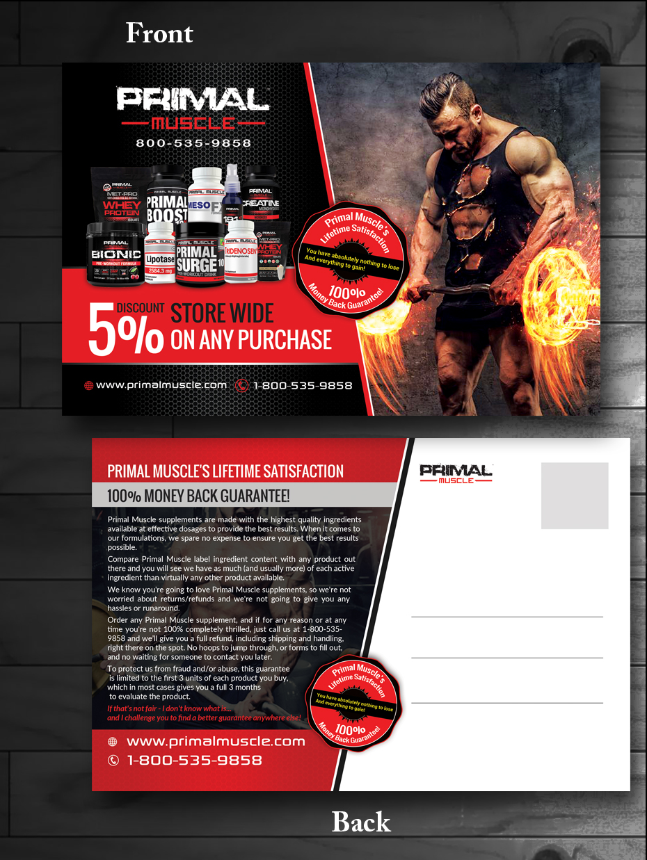 Diseño de Postal por innovative earth para Ultimate Fitness Nutrition, Inc. | Diseño #18346866