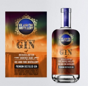 Ice and Fire Distillery gin labels | Diseño de Etiqueta por SAI DESIGNS
