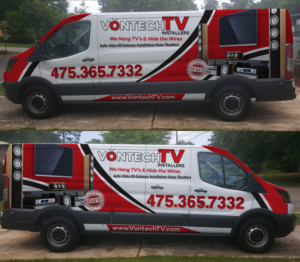 Vontech TV needs a van wrap Design and logo