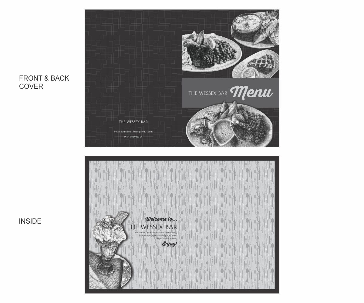 Menu Design by Cut and Glue for The Wessex Bar | Design #18445657