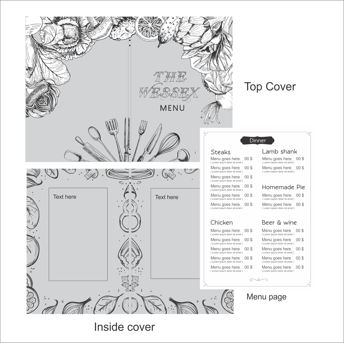 Menu Design by fumbh.designs for The Wessex Bar | Design #18428708