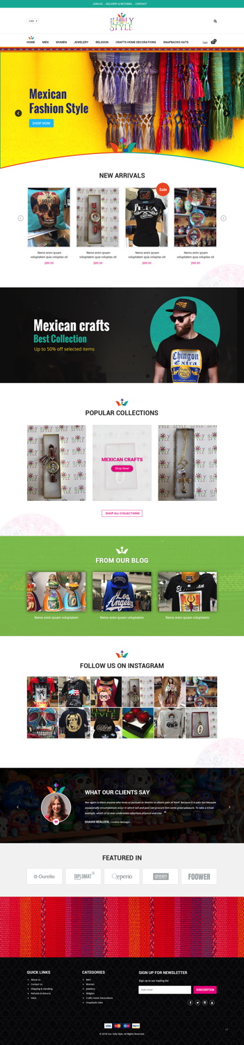 Shopify Design by pb for Our Holy Style | Design #18400438