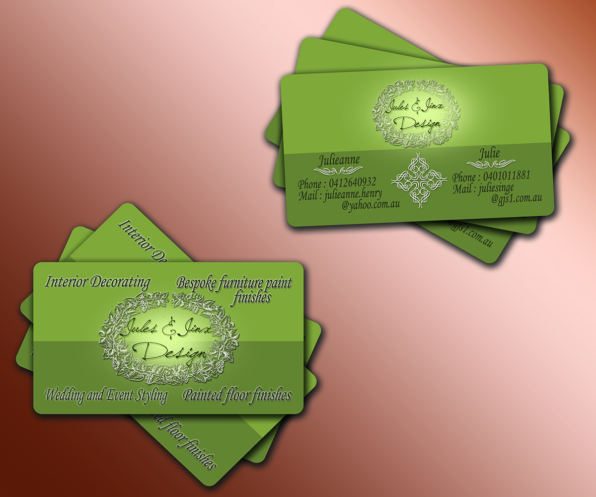 Business Card Design by DreamDesigns for Jules & Jinx Interior Decorating | Design #2811984