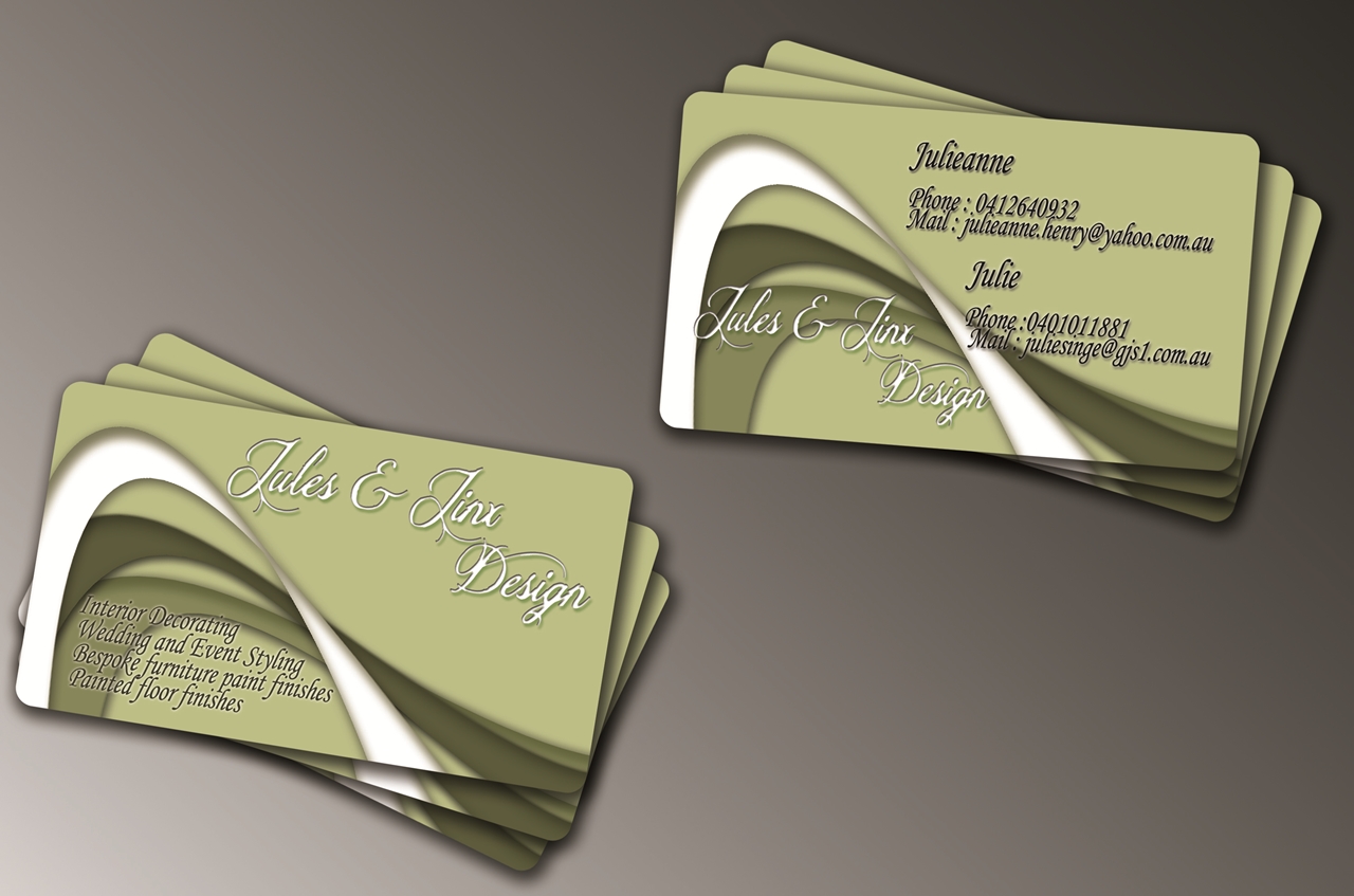 Visitenkarten-Design von DreamDesigns für Jules & Jinx Interior Decorating | Design #2812025