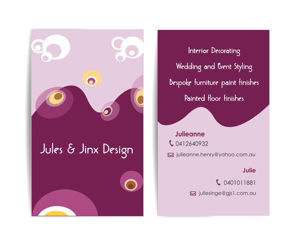 Business Card Design by IneseRo for Jules & Jinx Interior Decorating | Design #2801800