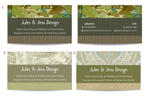Business Card Design by IneseRo for Jules & Jinx Interior Decorating | Design: #2806744