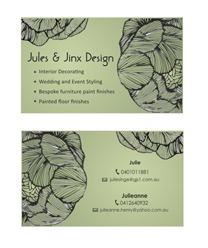 Business Card Design by IneseRo for Jules & Jinx Interior Decorating | Design #2808074