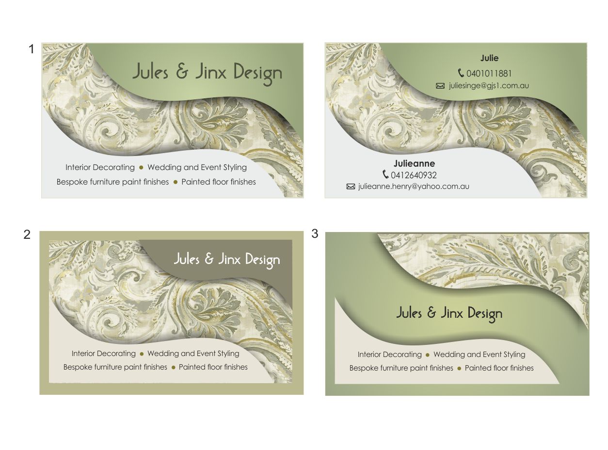 Visitenkarten-Design von IneseRo für Jules & Jinx Interior Decorating | Design #2808076