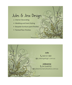 Business Card Design by IneseRo for Jules & Jinx Interior Decorating | Design: #2819264