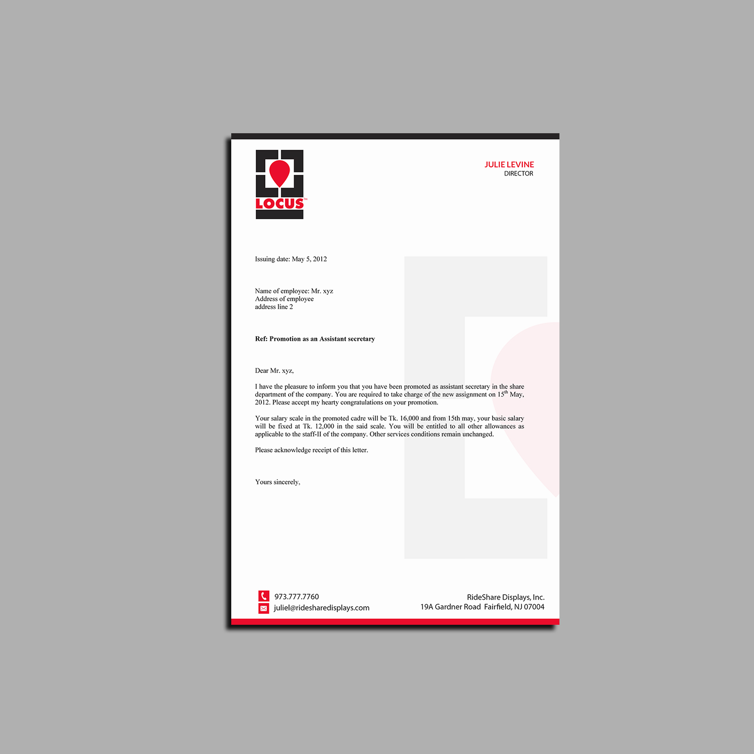 Diseño de Membrete por Creations Box 2015 para RideShare Displays Inc. | Diseño #18382875