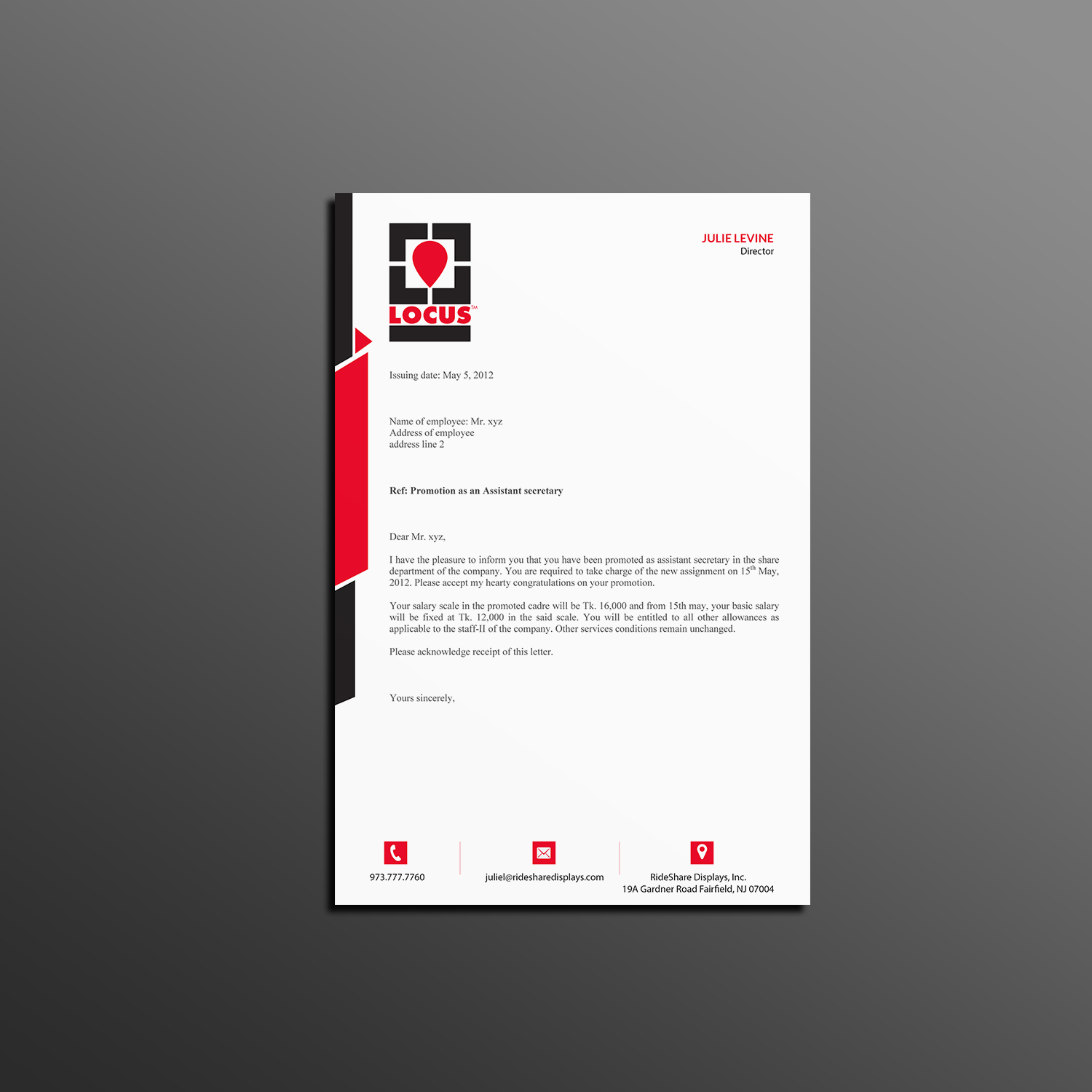 Letterhead Design by Creations Box 2015 for RideShare Displays Inc. | Design #18382886