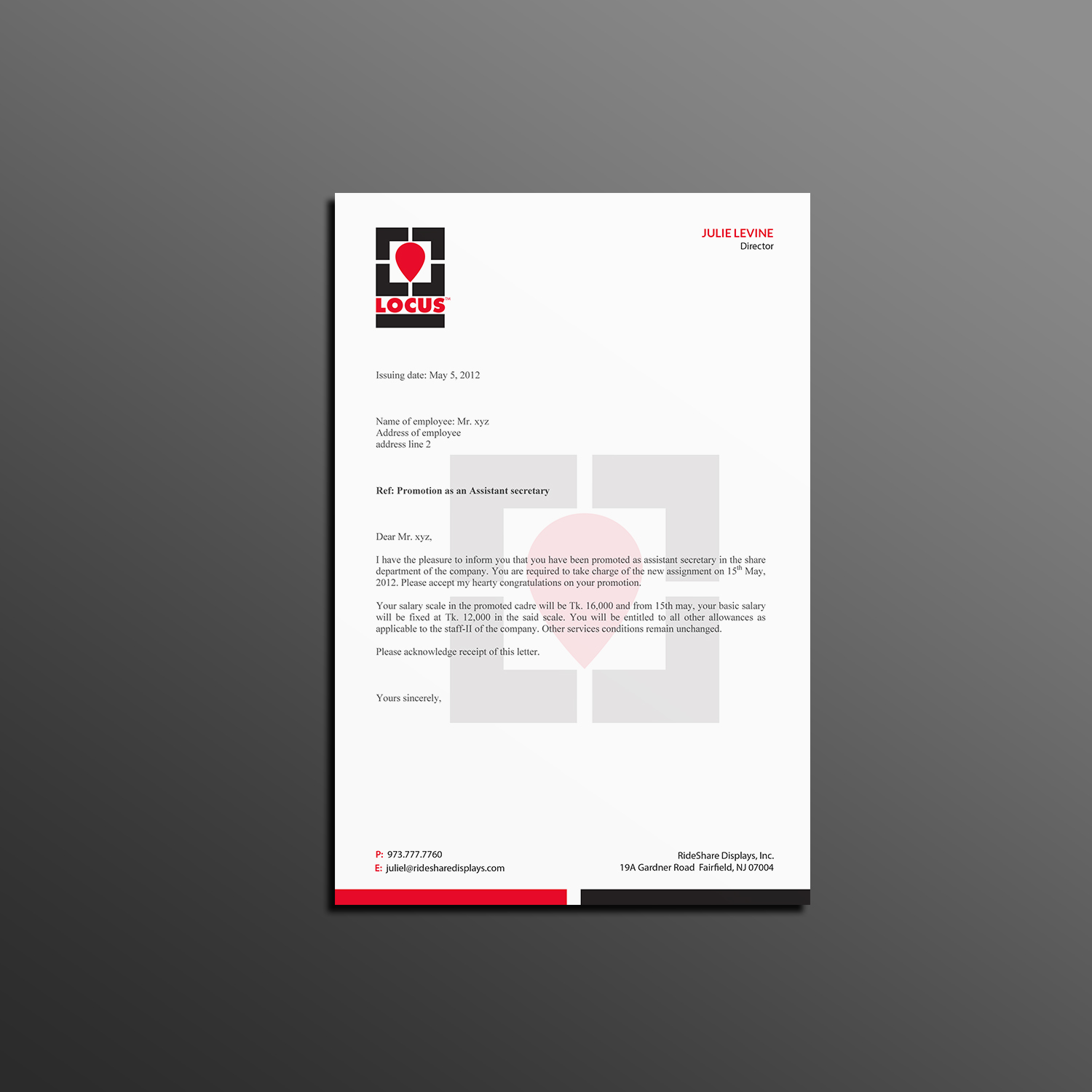 Letterhead Design by Creations Box 2015 for RideShare Displays Inc. | Design #18382899
