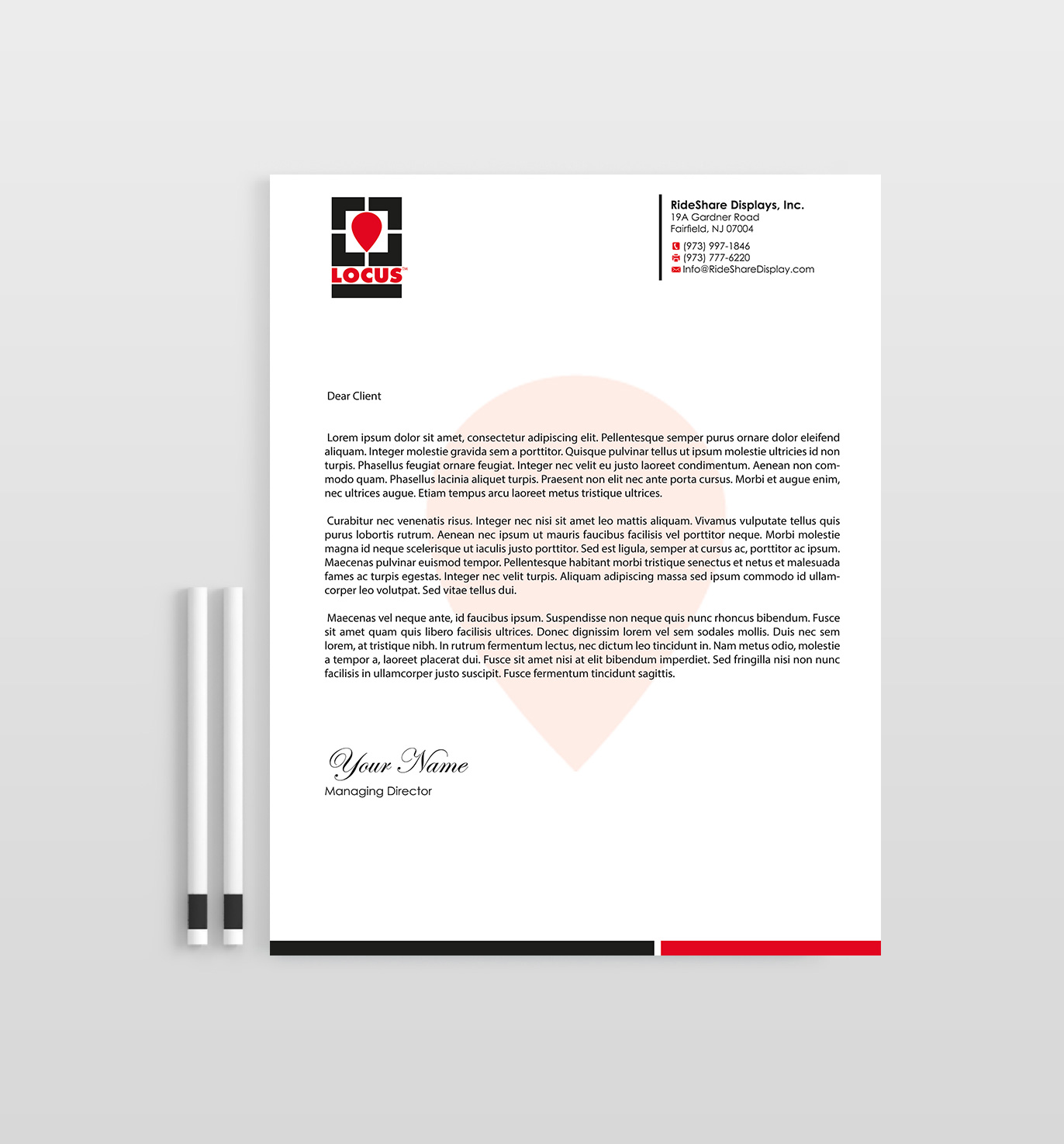 Letterhead Design by Designs 2019 for RideShare Displays Inc. | Design #18375782