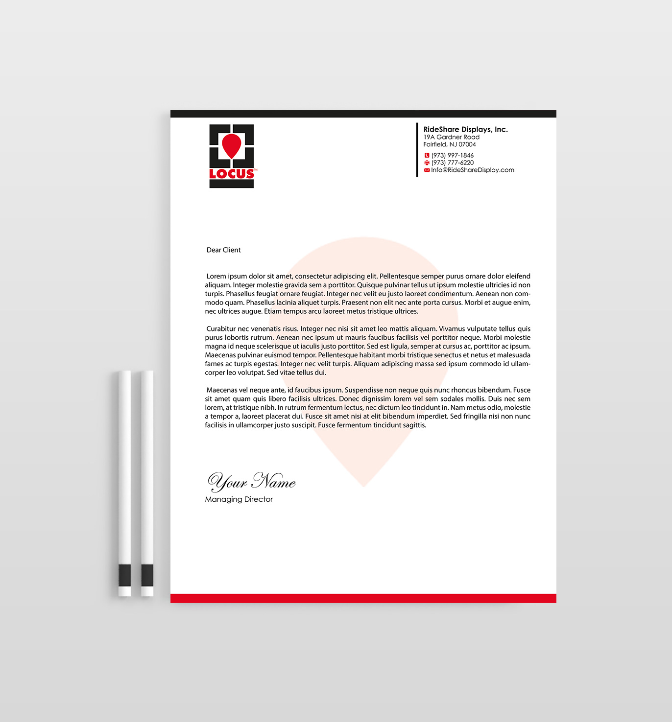 Letterhead Design by Designs 2019 for RideShare Displays Inc. | Design #18375786