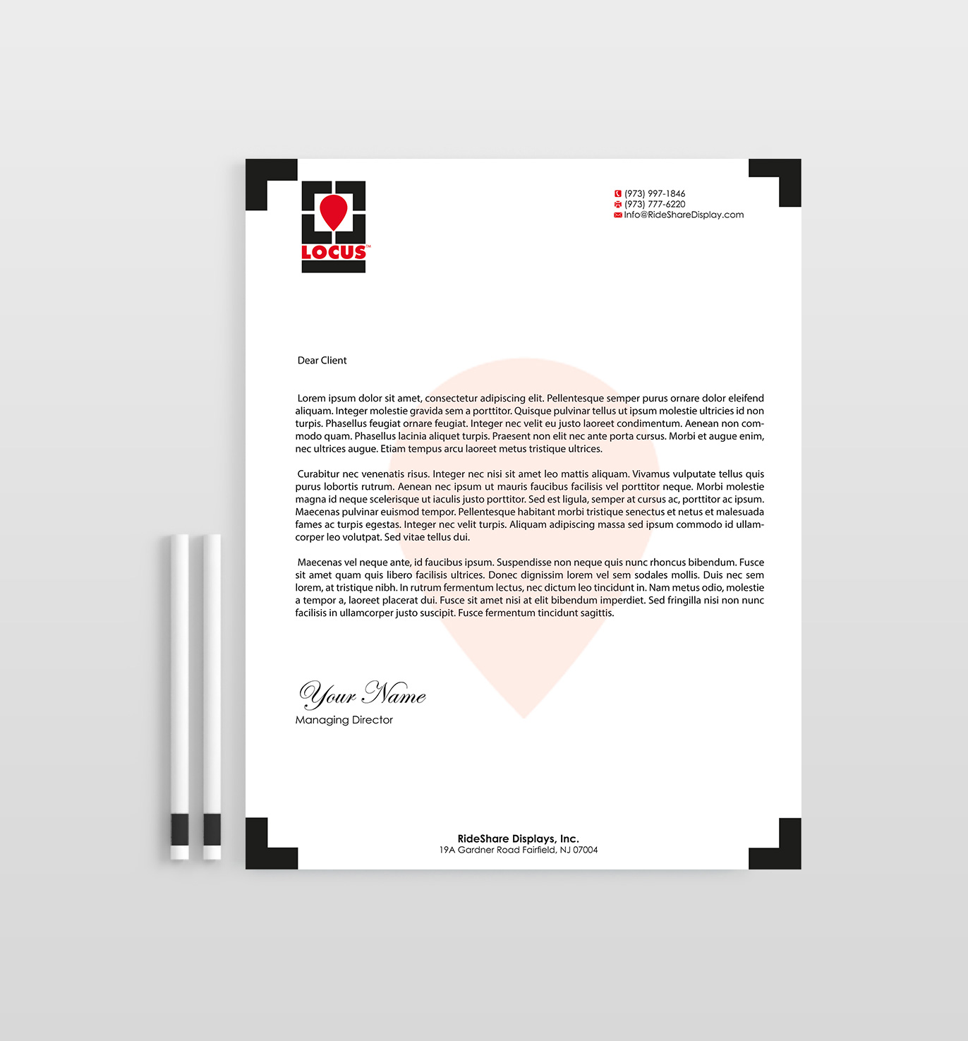 Briefkopf-Design von Designs 2019 für RideShare Displays Inc. | Design #18375940