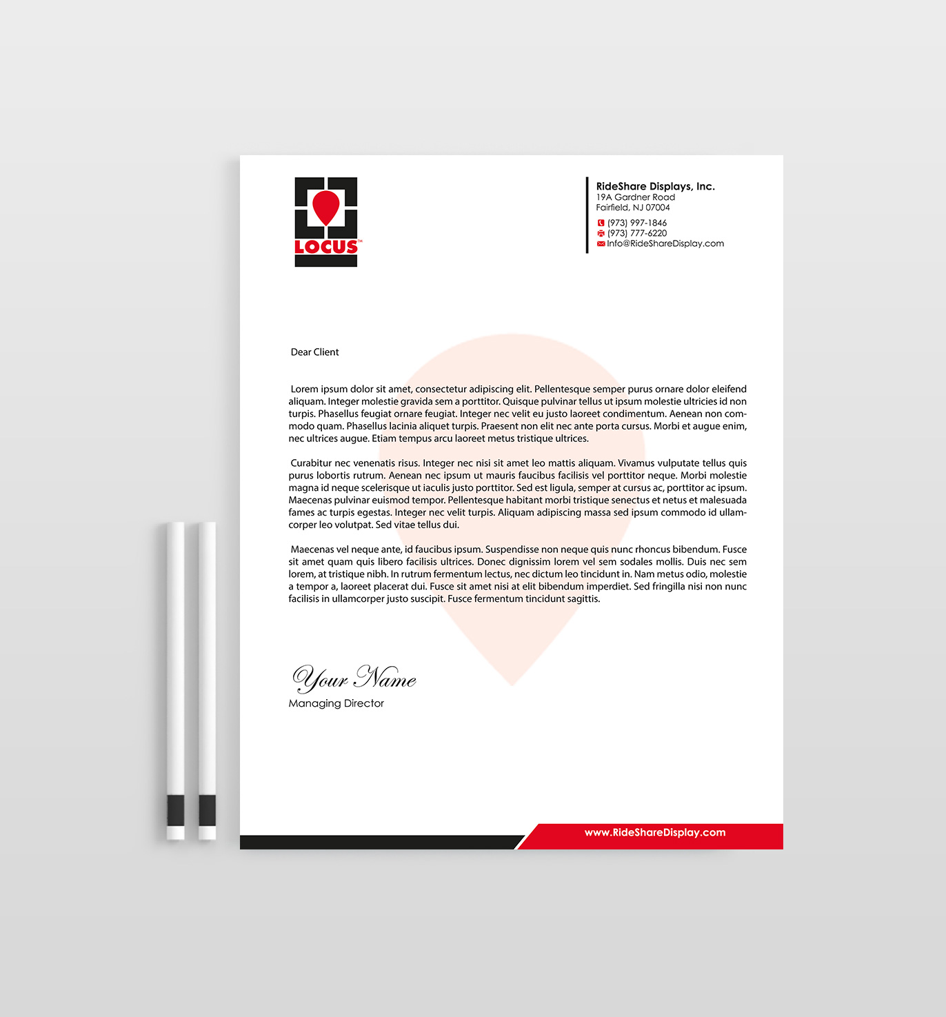 Letterhead Design by Designs 2019 for RideShare Displays Inc. | Design #18375942