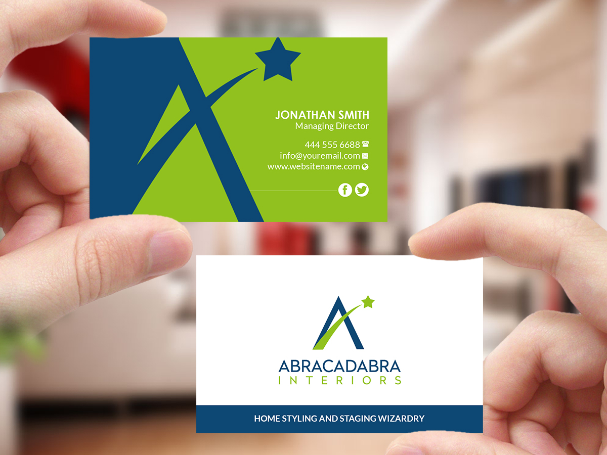 Business Card Design by Creations Box 2015 for Abracadabra Interiors | Design #18393575