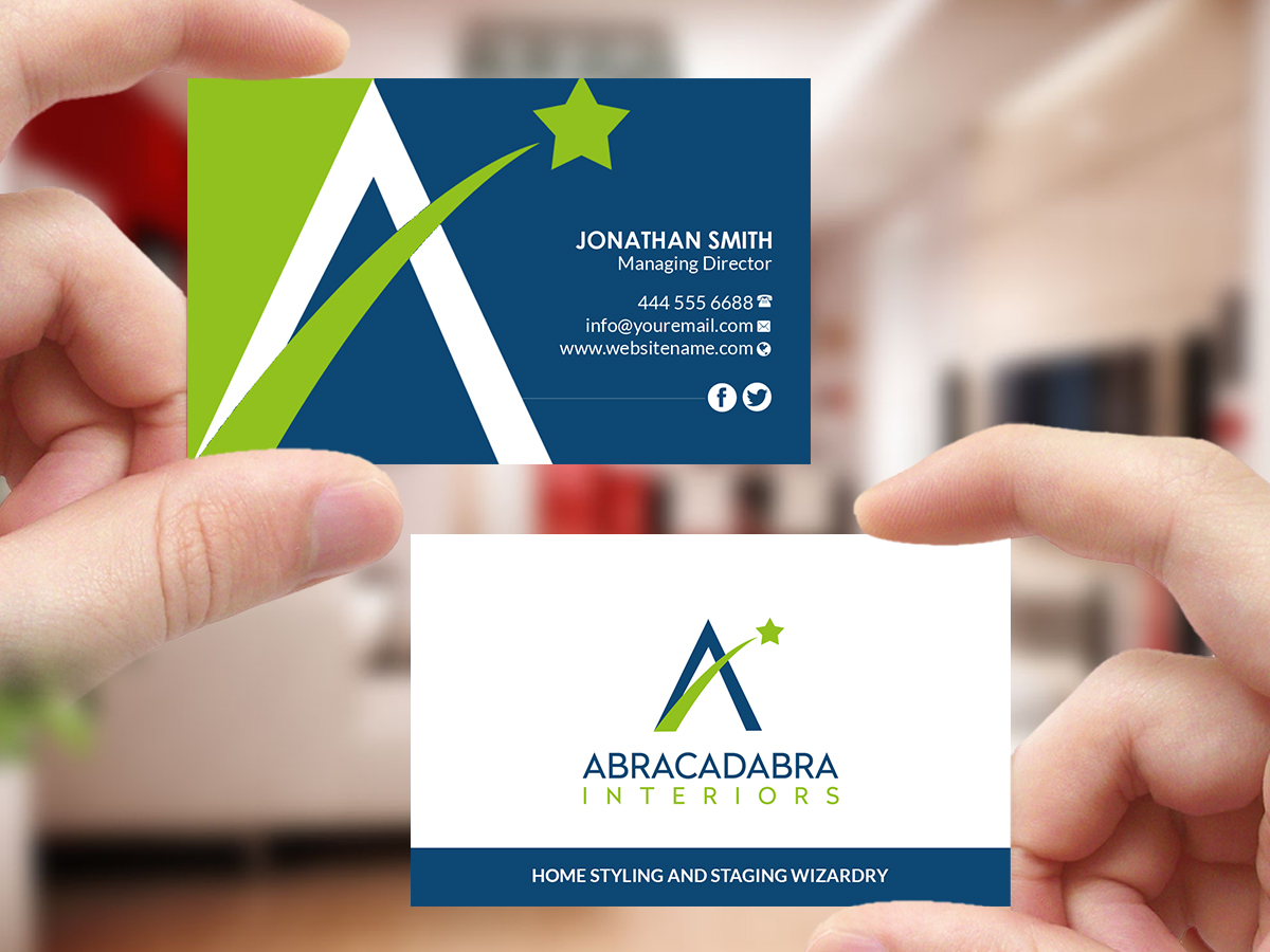 Business Card Design by Creations Box 2015 for Abracadabra Interiors | Design #18393576