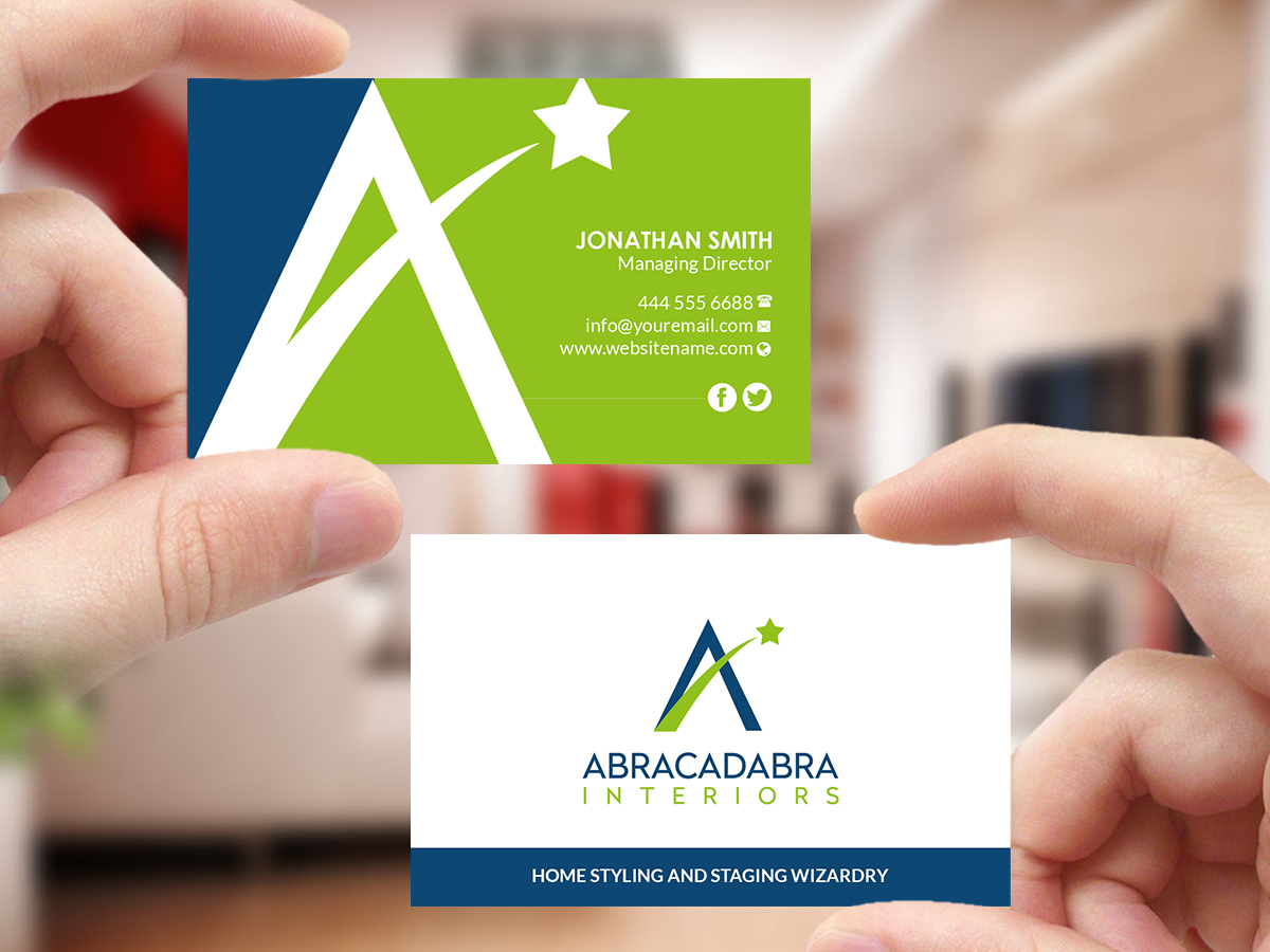 Business Card Design by Creations Box 2015 for Abracadabra Interiors | Design #18393577