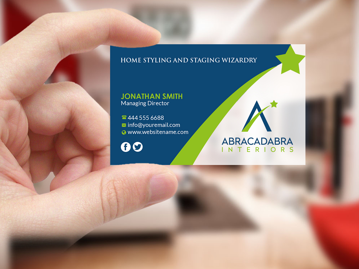 Business Card Design by Creations Box 2015 for Abracadabra Interiors | Design #18393584