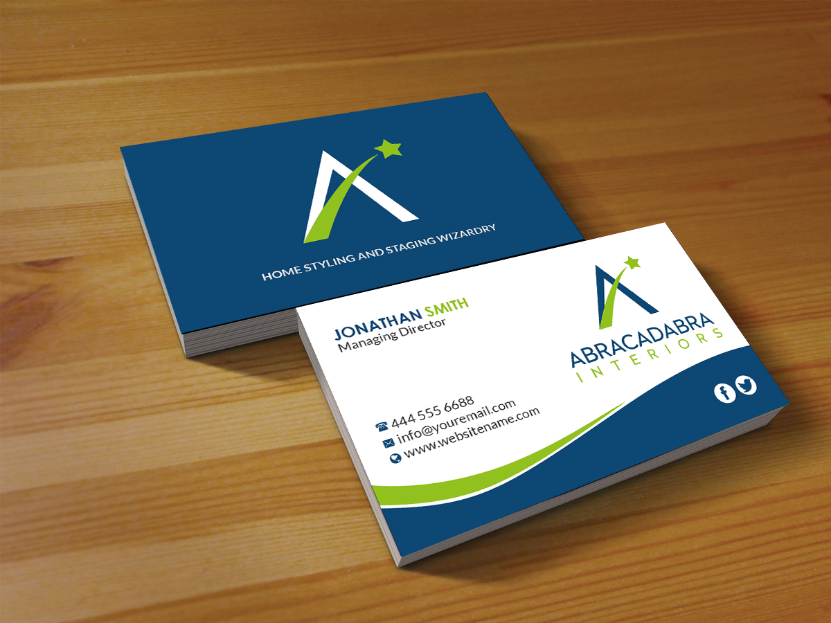 Business Card Design by Creations Box 2015 for Abracadabra Interiors | Design #18393585