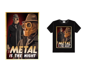 Metal is the Night 50's Style movie Poster T-Shirt | Diseño de Camiseta por Andrés Sebastián