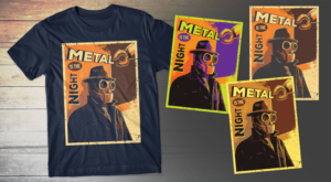 Metal is the Night 50's Style movie Poster T-Shirt | T-shirt Design by db1404