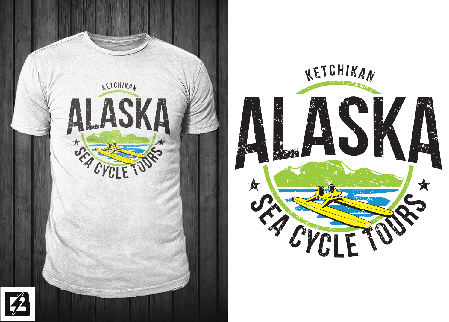 Design de T-shirt par Barney Stinson pour Alaska Sea Cycle Tours | Design #18412485