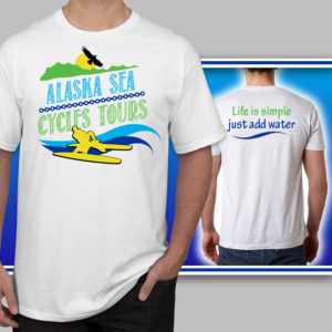 t-shirt design for a seacycle (water bike) tour in Alaska | Design de T-shirt par Sergio Medina