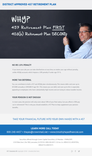 Email to encourage School District Employees to save for retirement using the 457 Retirement