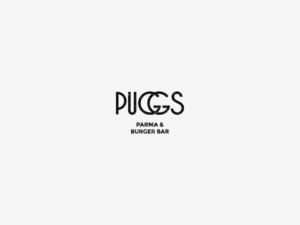 Puggs - Main Heading      Parma and Burger Bar (under/over) | Logo Design by mldtrvs