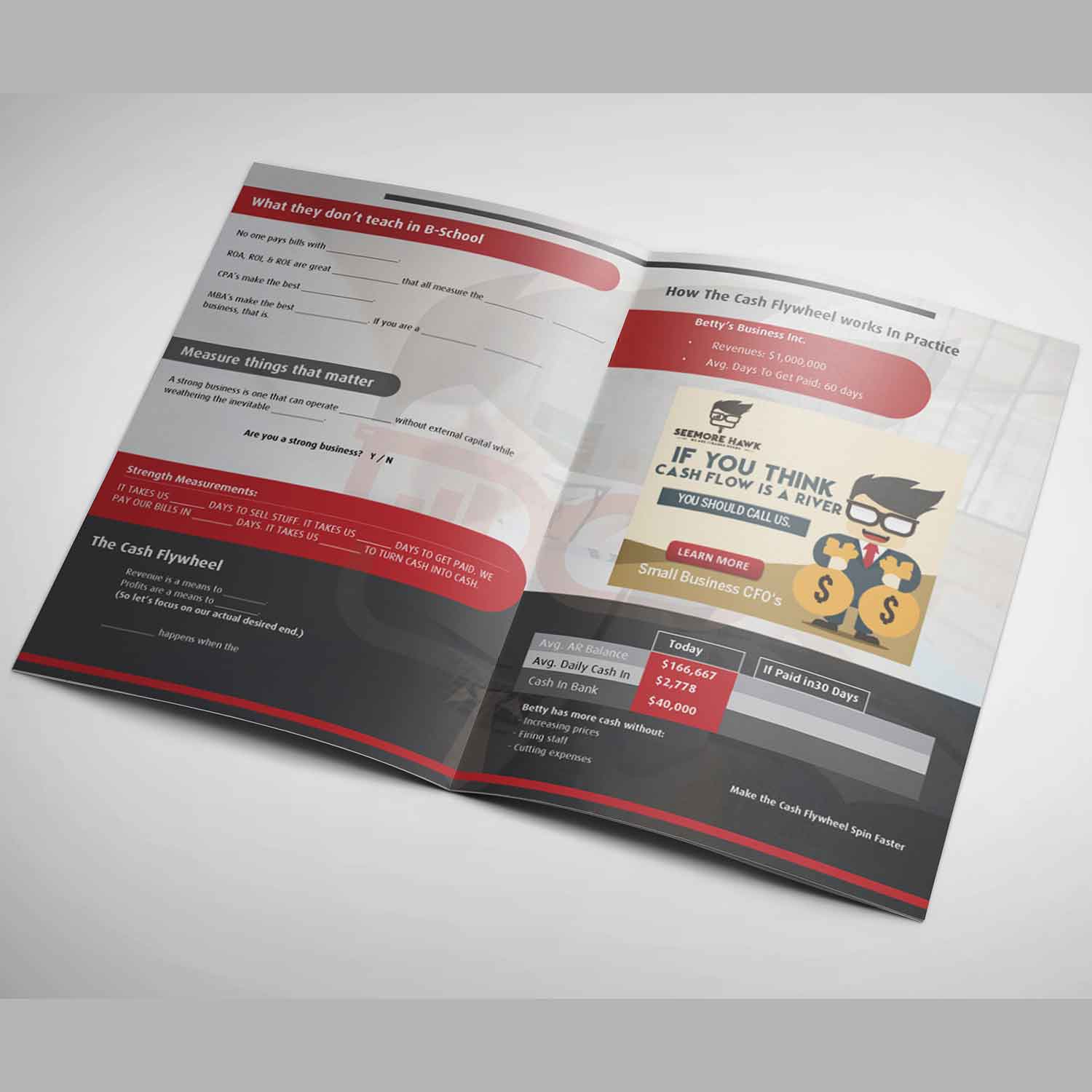 professional bold small business brochure design for cash flywheel