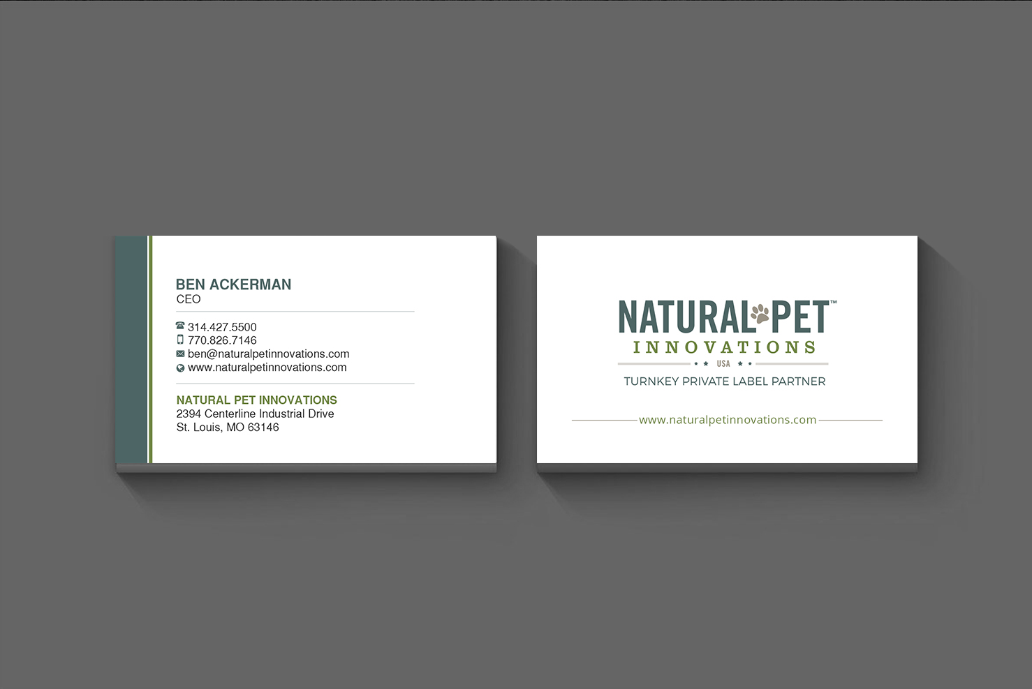Business Card Design by Creations Box 2015 for Natural Pet Innovations | Design #18491475