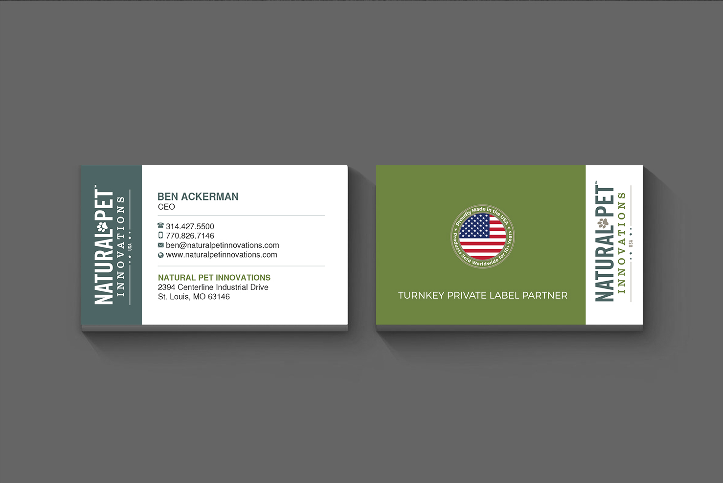 Business Card Design by Creations Box 2015 for Natural Pet Innovations | Design #18491476