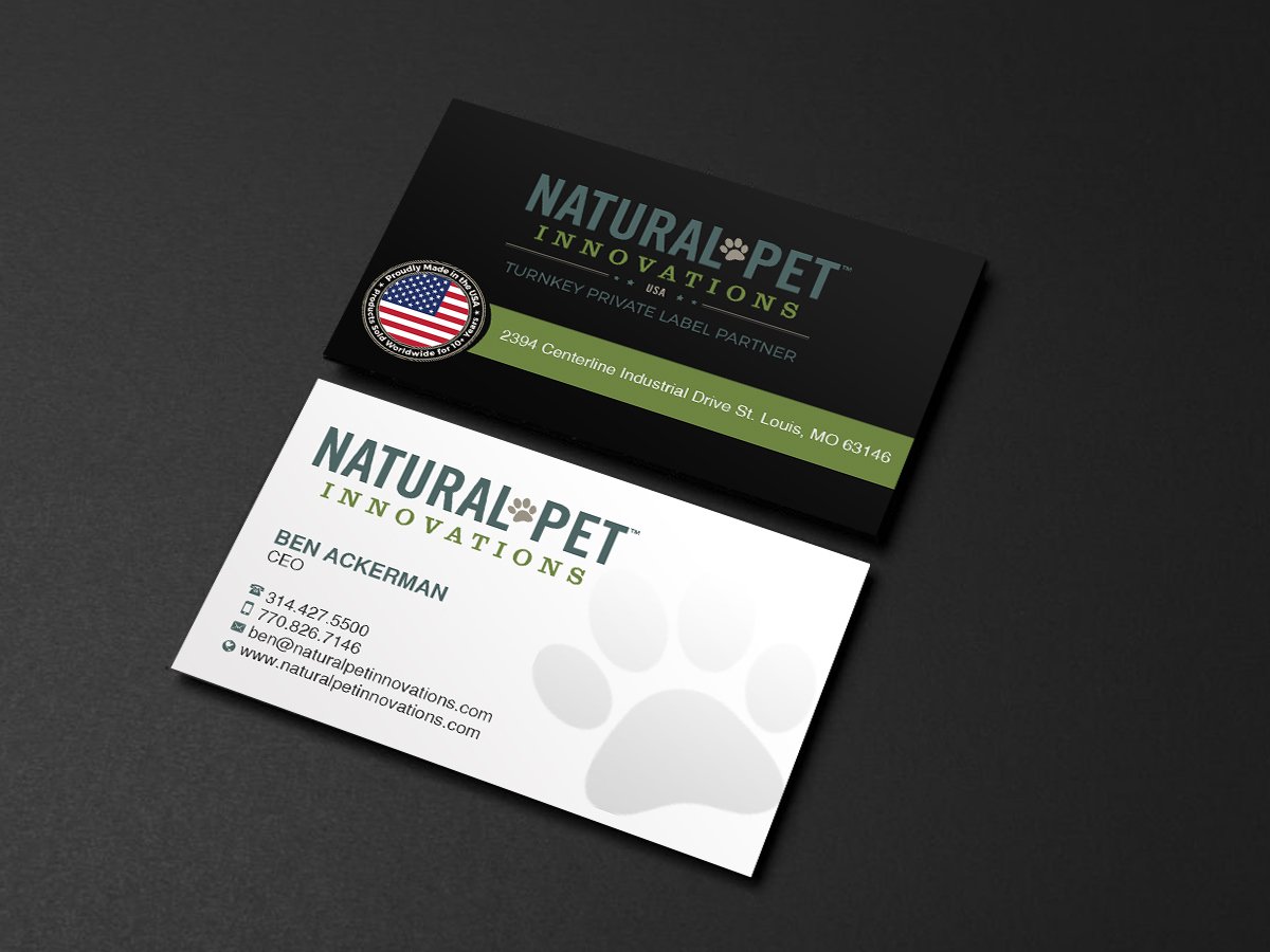 Business Card Design by Creations Box 2015 for Natural Pet Innovations | Design #18491478