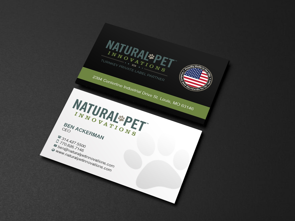 Business Card Design by Creations Box 2015 for Natural Pet Innovations | Design #18491479