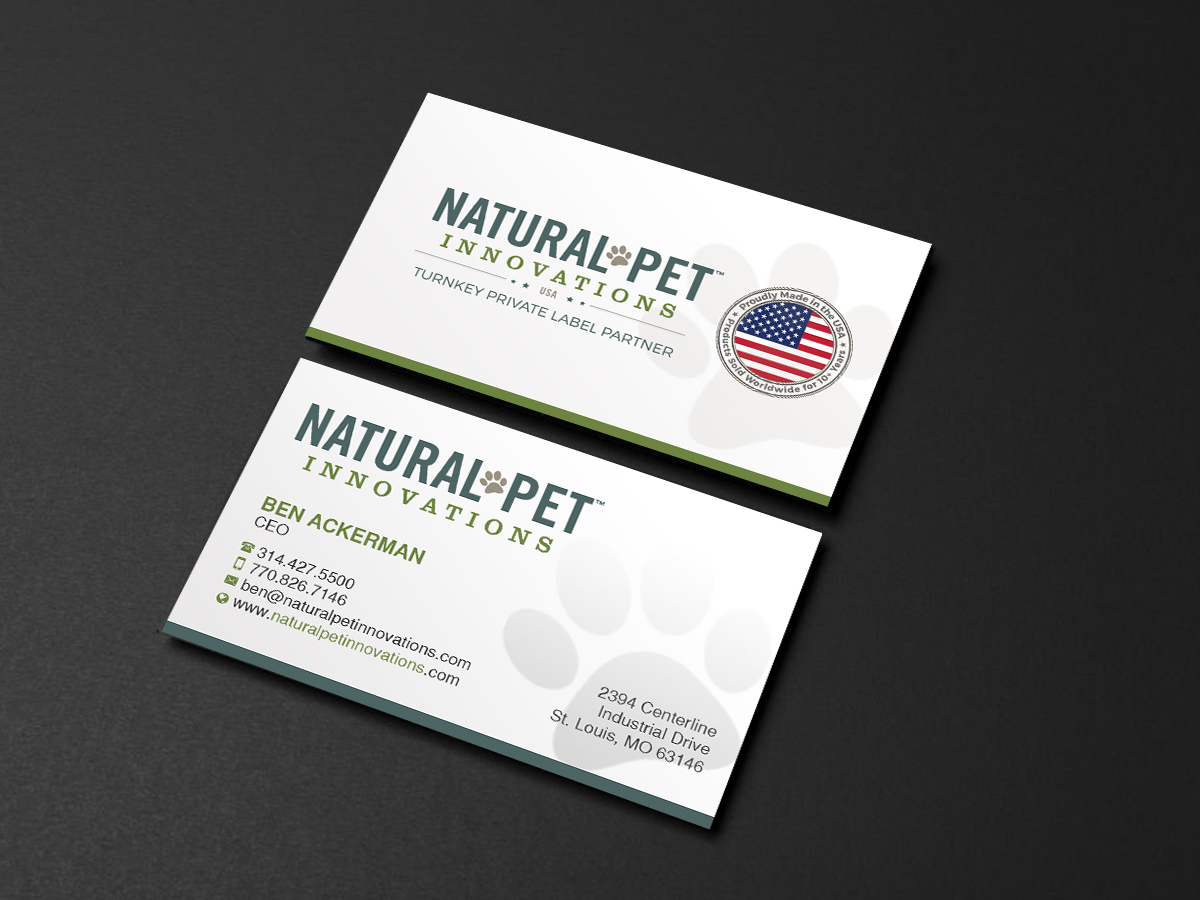 Business Card Design by Creations Box 2015 for Natural Pet Innovations | Design #18524681