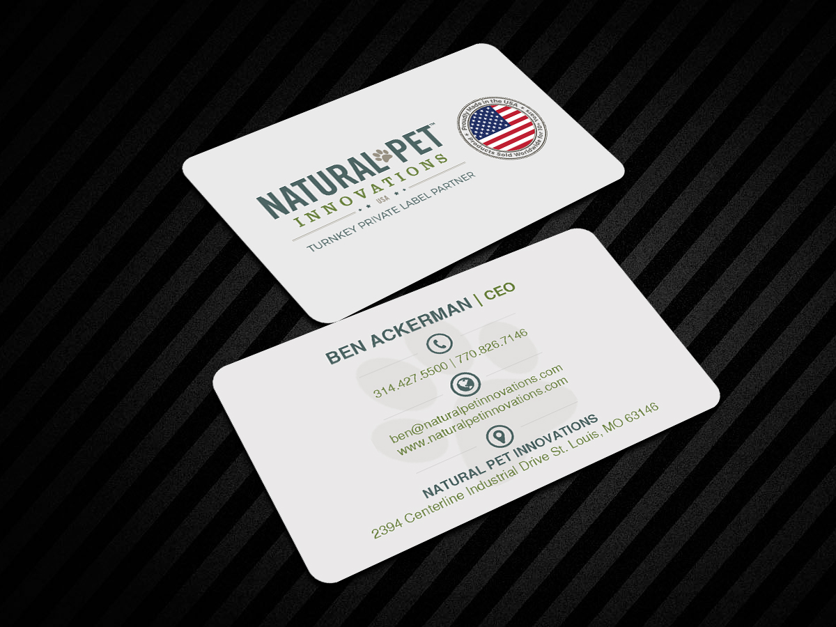Business Card Design by Creations Box 2015 for Natural Pet Innovations | Design #18524685