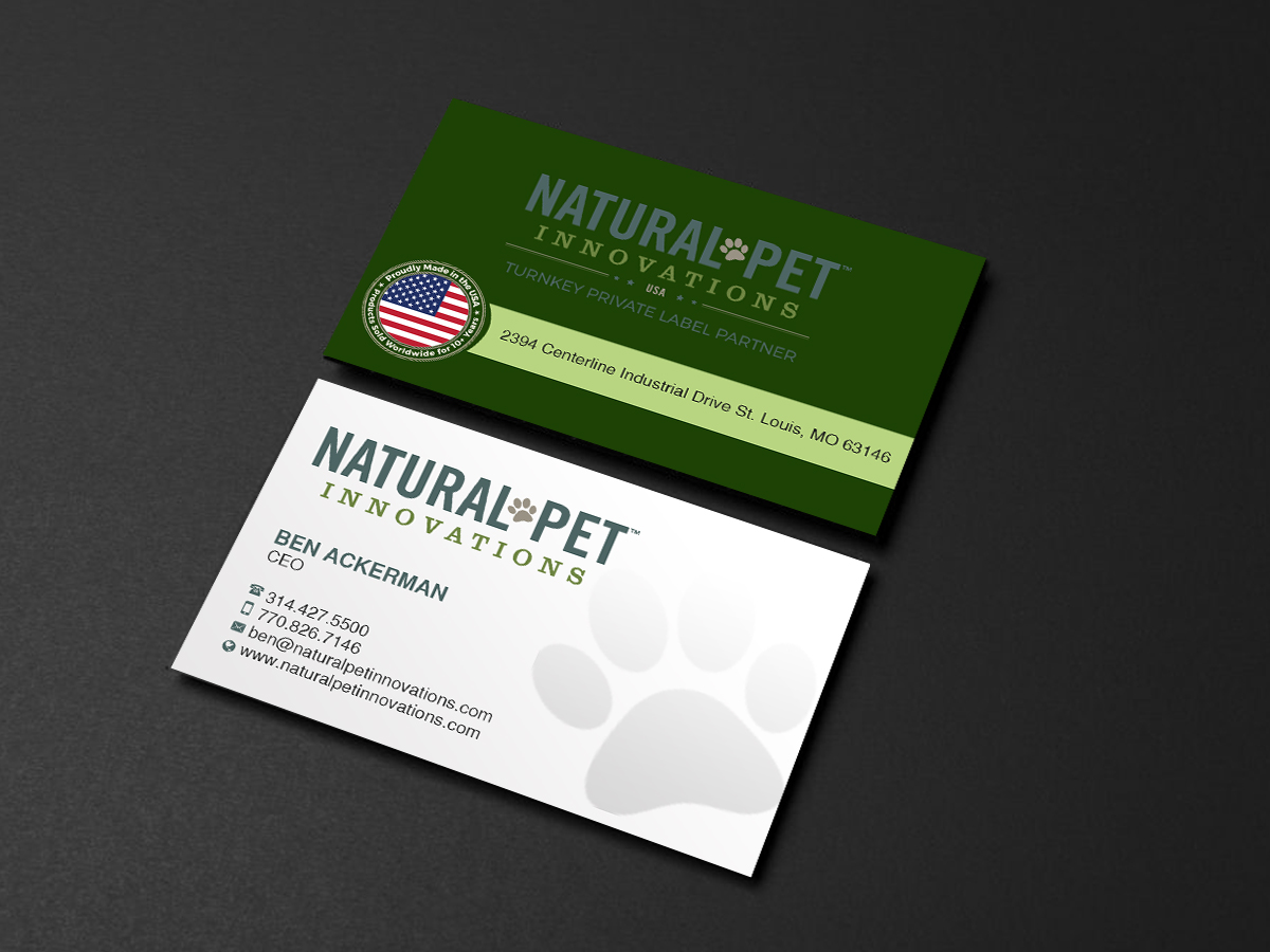Business Card Design by Creations Box 2015 for Natural Pet Innovations | Design #18531806