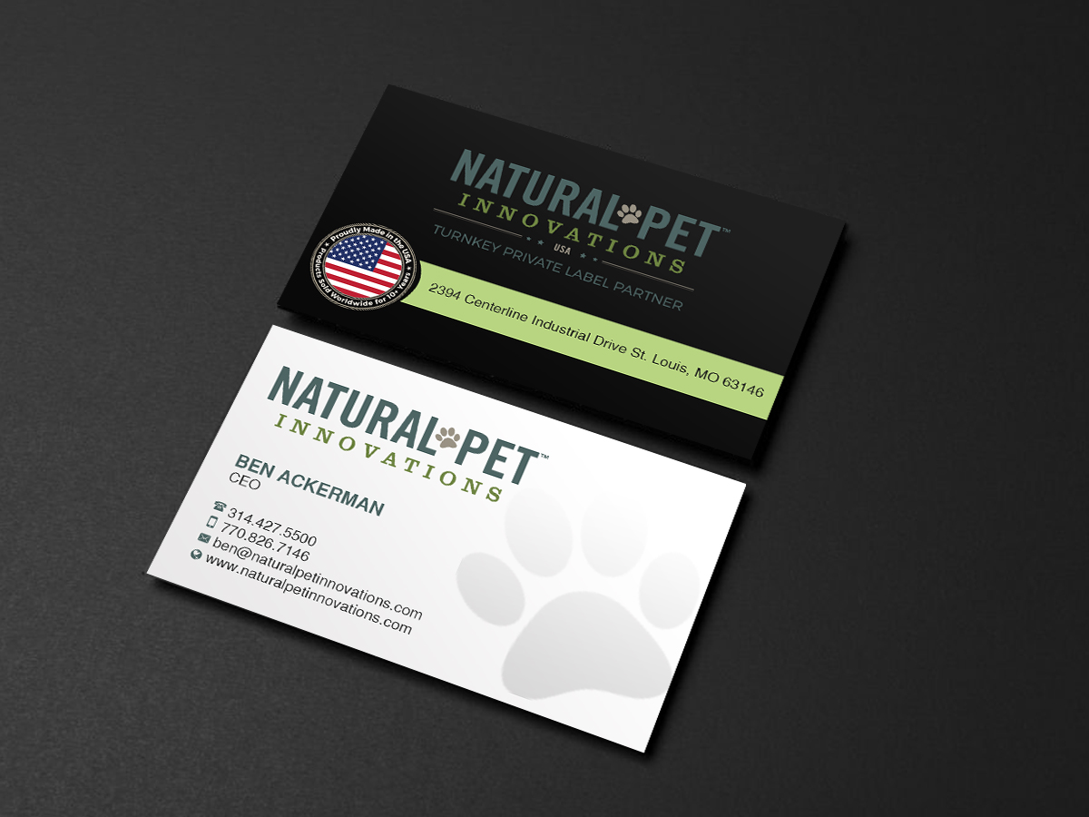 Business Card Design by Creations Box 2015 for Natural Pet Innovations | Design #18531807