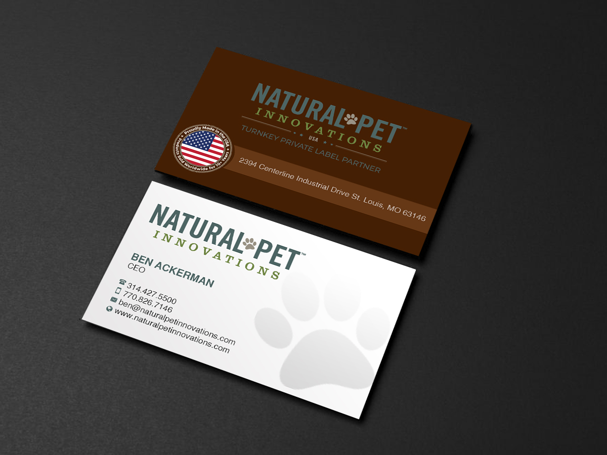 Business Card Design by Creations Box 2015 for Natural Pet Innovations | Design #18531808