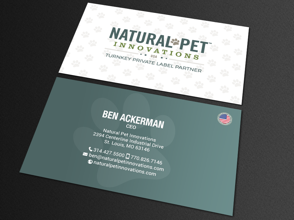 Business Card Design by chandrayaan.creative for Natural Pet Innovations | Design #18546595