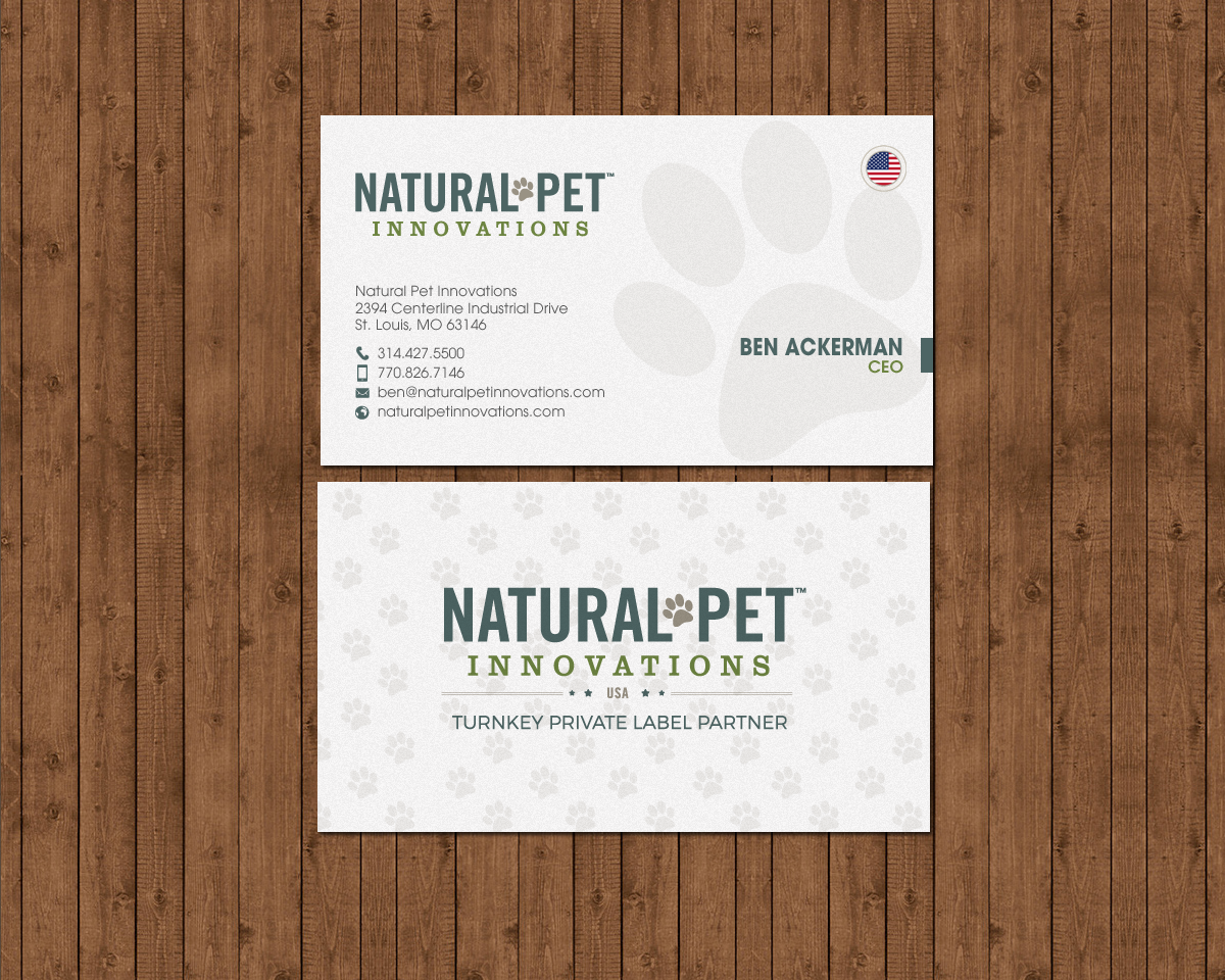 Business Card Design by chandrayaan.creative for Natural Pet Innovations | Design #18546601