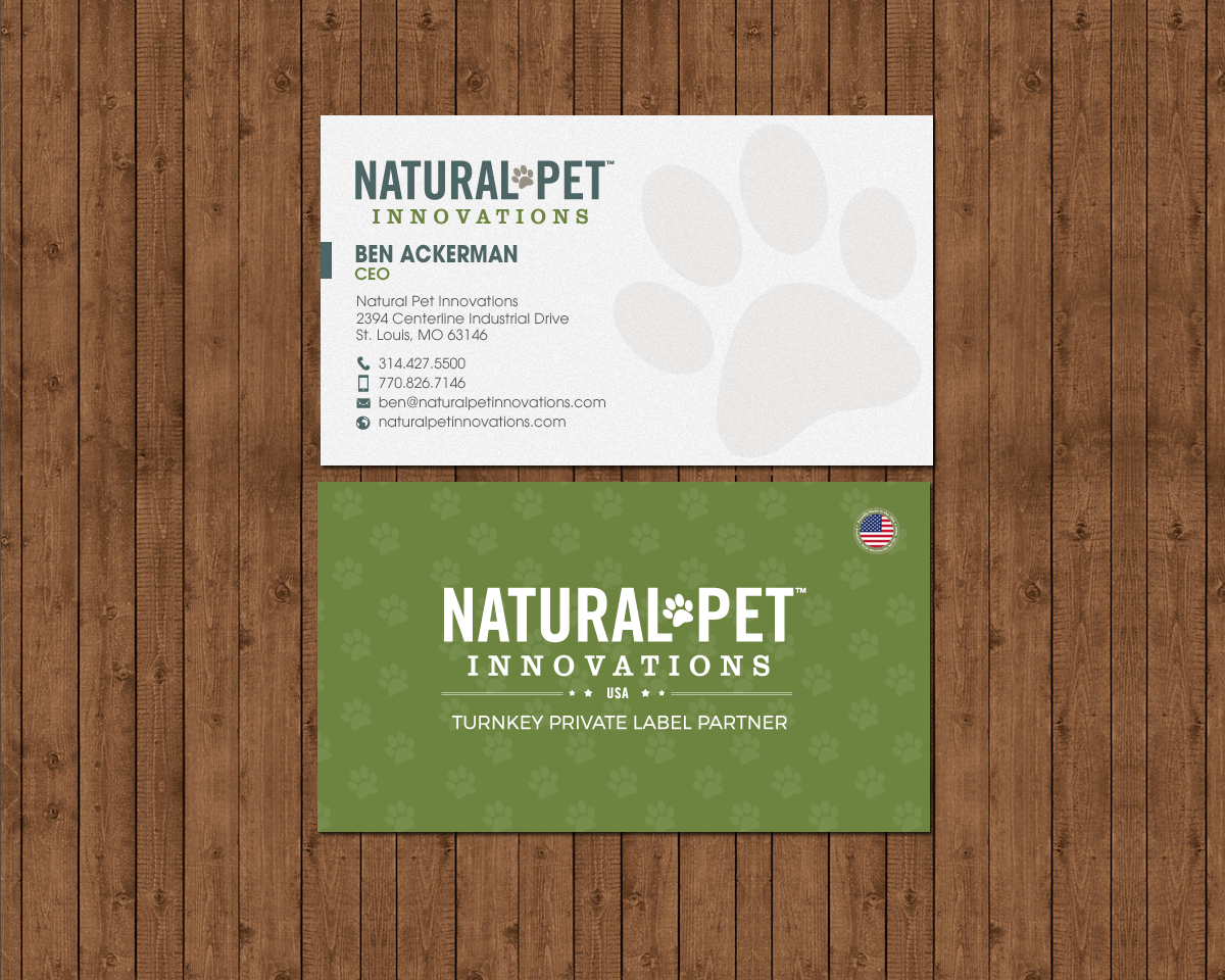 Business Card Design by chandrayaan.creative for Natural Pet Innovations | Design #18546604