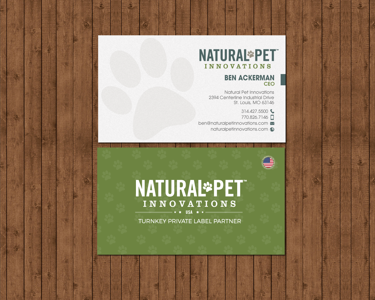 Business Card Design by chandrayaan.creative for Natural Pet Innovations | Design #18546608