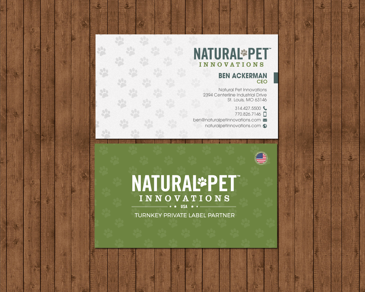 Business Card Design by chandrayaan.creative for Natural Pet Innovations | Design #18546609