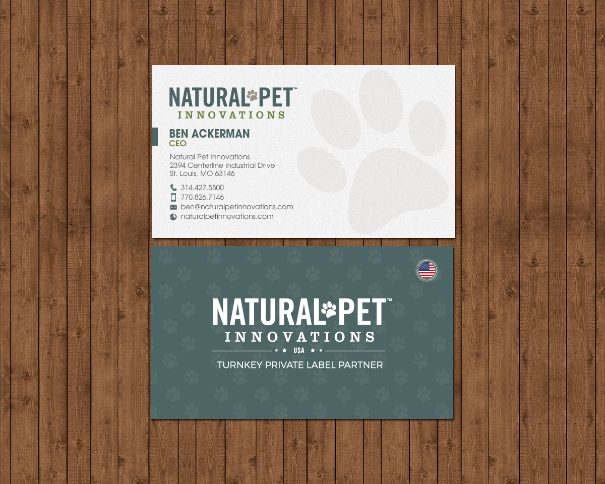Business Card Design by chandrayaan.creative for Natural Pet Innovations | Design #18555089