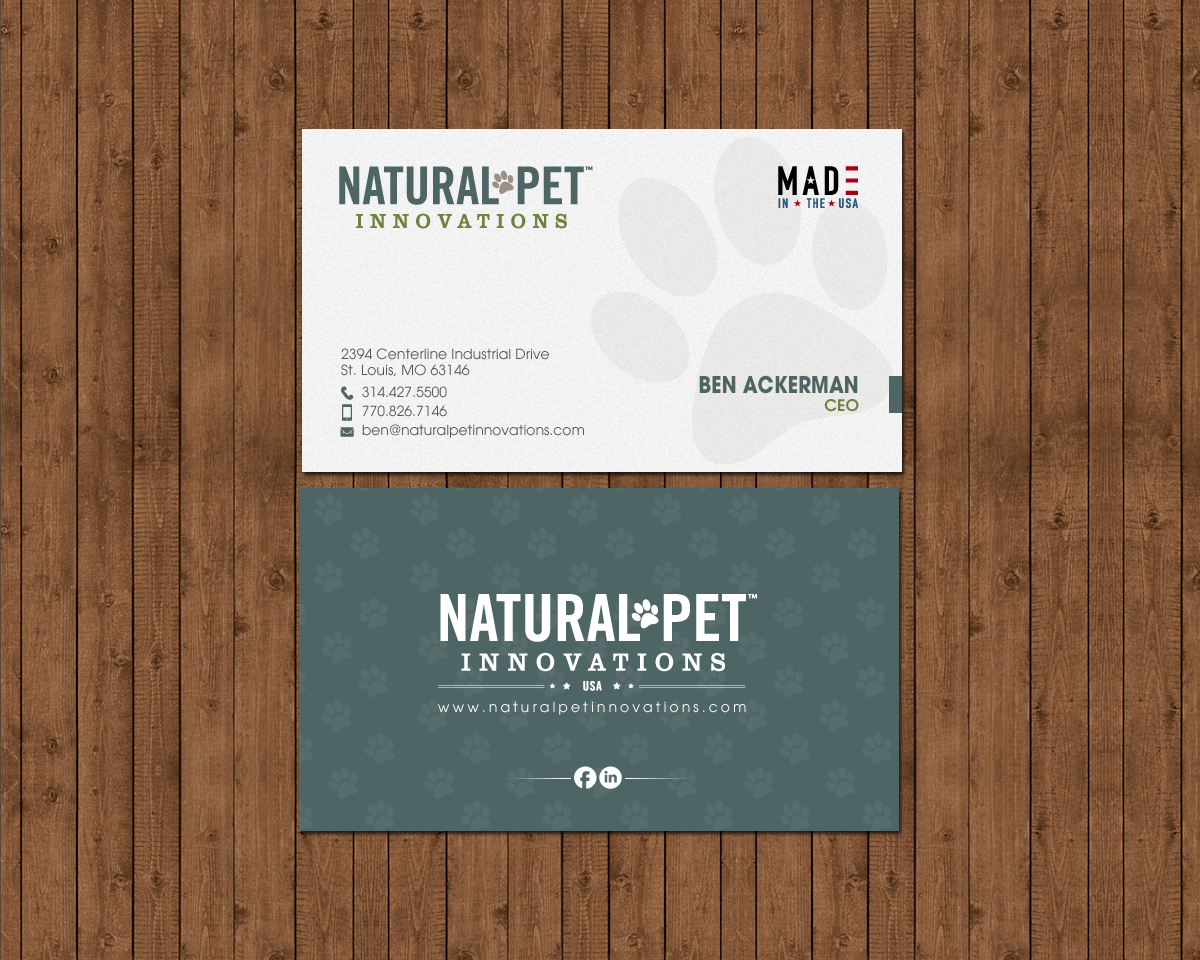 Business Card Design by chandrayaan.creative for Natural Pet Innovations | Design #18555094