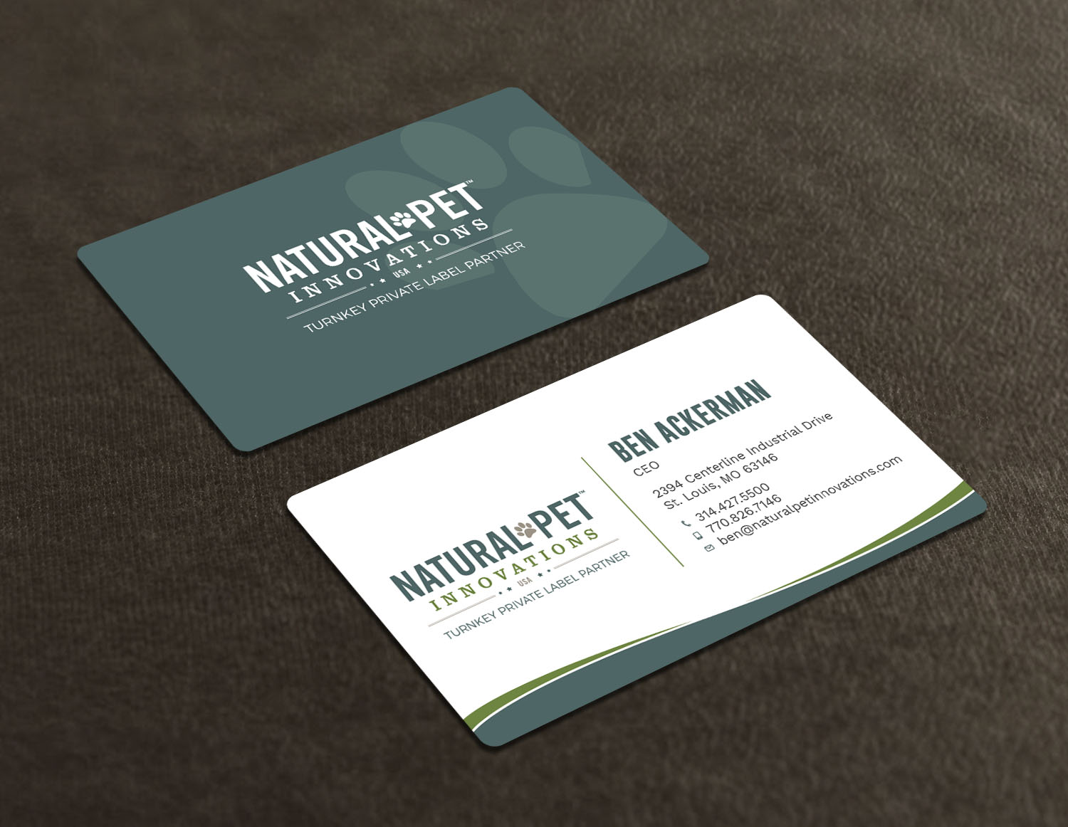 Business Card Design by Tripti Ranjan Gain for Natural Pet Innovations | Design #18484965