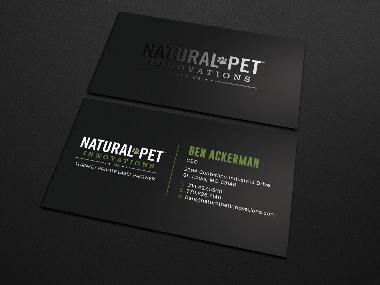 Business Card Design by Tripti Ranjan Gain for Natural Pet Innovations | Design #18488465
